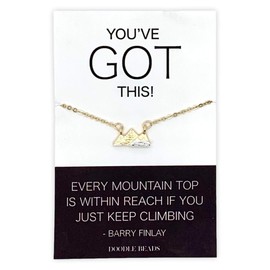 Doodle Beads You’ve GOT This Two-Toned Mountain Bar Necklace,Every Mountain top is Within Reach if You just Keep Climbing with 15" - 17" Chain (Silver)