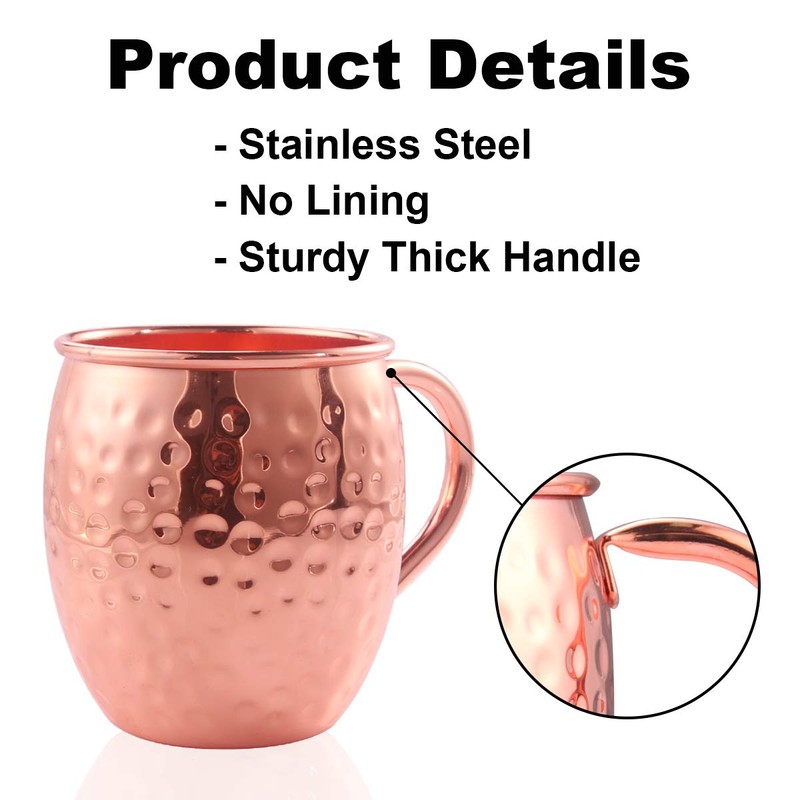 Moscow Mule - Juego de 4 tazas de cobre para