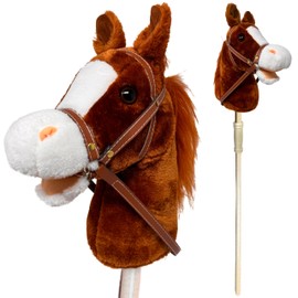 Nature Bound Horse Riding Stick | Handcrafted Plush Hobby Horse Sticks | Handsewn Head, Sturdy Wood Stick | Plus Neighing & Clip-Clop Sounds for Kids Toddlers Preschoolers | Chestnut Red Color