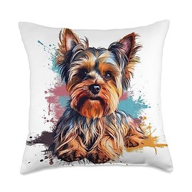 YorkieLove - Cute & Retro Lapdog Pedigree YorkieLove Retro Lapdog Accessories: Cute Pet Throw Pillow, 18x18, Multicolor
