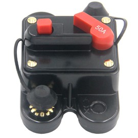 ZOOKOTO 50Amp Circuit Breaker, Trolling Motor Auto Car Marine Boat Bike Stereo Audio Inline Fuse Inverter with Manual Reset 12V-24V DC (50A)
