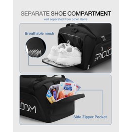 Gym Bag with Shoes ＆ Wet Compartment, Travel Duffel Bag for Men＆ Women, 26L Weekender Overnight, Lightweight Carry On for Workout Football