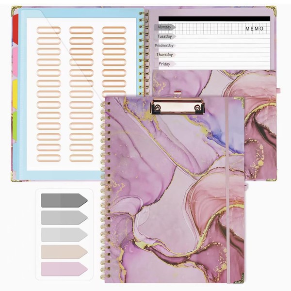 A4 Size Clipboard Folder, Spiral Clipboard Folio Foldable with Notepad