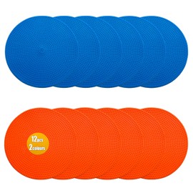 LZKIB Spot Markers 9 Inch 12 Pcs Non Slip Rubber Floor Markers Flat Field Cones Poly Dots for Soccer Basketball Sports Speed Agility Training and Drills