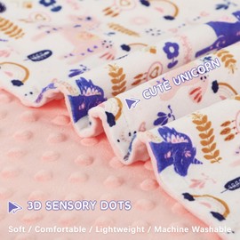Jundetye Baby Blanket for Boys Girls, Soft Plush Boho Newborn Blankets with Light Orange Dotted Backing, Toddler Nursery Stroller Crib Receiving Blankets Infant Neutral, Unicorn, 30"x40"