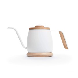 SimpleReal Tamago Mini Coffee Drip Kettle with Thermometer, Lightweight, Induction Cooker Compatible, Tea Safe, White 11.8 fl oz (350 ml)