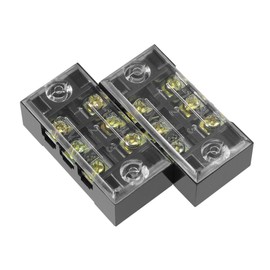 sourcing map 2 Pcs Dual Rows 3 Positions 600V 15A Cable Barrier Block Terminal Strip TB-1503L