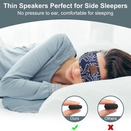 Sleep Headphones Wireless Bluetooth, Headband Headphones for Side Sleepers, Bluetooth Headband for Running, Yoga, Workout, Gift Ideas (1 Headbands & 1 Set Detachable Headphones, Dark Blue)