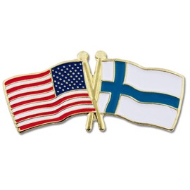 PinMart‘s USA and Finland Crossed Friendship Flag Enamel Lapel Pin - Country Flags Pins For Hats, Jackets, and Backpacks
