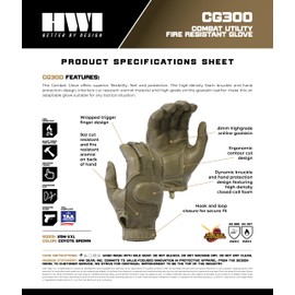 HWI Gear CG300 Glove Cut-Resistant, Driving, Ergonomic Cut, Fire Resistant, Wrapped Finger, Coyote Brown XS