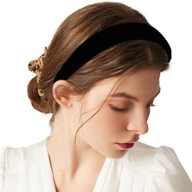 Women's Velvet Headband French Retro Headband Fashion Headband Girls Accessories (Black, 3 cm)