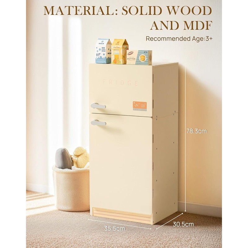 Robud Kids Play Fridge Realistic Refrigerator with Food Children Pretend