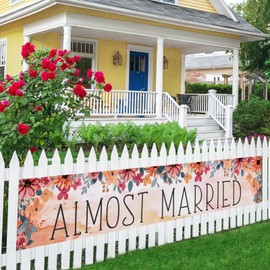 Almost Married Large Banner Sign,Wedding Rehearsal Dinner Decorations Supplies,Engagement Sign Celebrations Party Decor Supplies 9.8 x 1.6 Ft