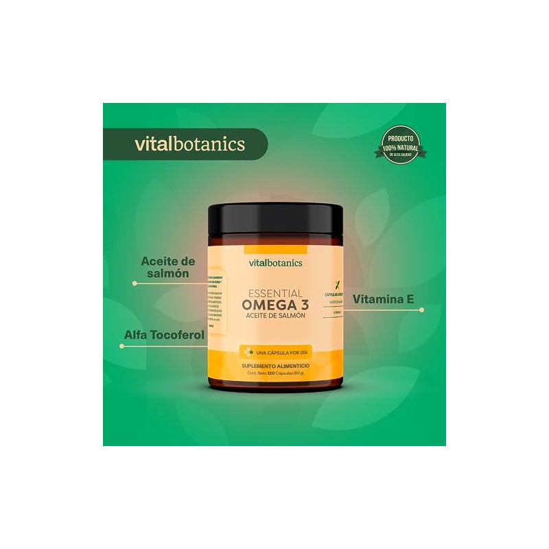 Vital Botanics Omega 3 Aceite Puro de Salmón con Vitamina