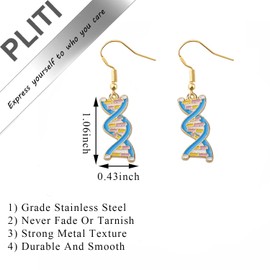 PLITI Scientist Gift Biology Chemistry Gift Science Student Graduation Gift Laboratory Gift DNA Earrings (DNA earringsCA)