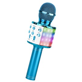 ShinePick Wireless Karaoke Microphone Bluetooth with 5W Speaker, Portable Microphone for Kids/Adults, Compatible with Android/iOS/PC/Smartphone (Blue)