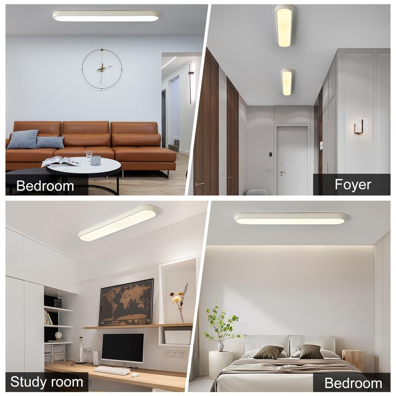 Qcyuui Dimmable LED Ceiling Light with Remote,39.4 in Long Ceiling