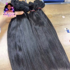 Wholesale Raw Human Hair Extensions Indian Wave Curly Cambodian Natural Wavy Vietnamese Burmese Curly Raw Hair Bundlesstyle: texture in the picture, color: 1 bundle straight, Stretched Length: 14 Inches