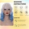 14" White Ombre Light Blue Short Bob Wavy Curly Bangs