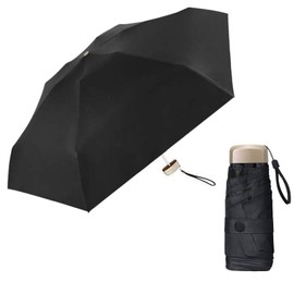 LHKJ Pocket Umbrella, Windproof UV Protection, Ultralight Umbrella, 6 Ribs, Outdoor UV Folding Umbrella (Black)