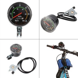 ZJchao New Resettable Analog Bike Speedometer Odometer Black Classic Style Stopwatch for exercycle & Bike Vintage Bicycle Speedometer Analog Speedometer Stroke Speedometer