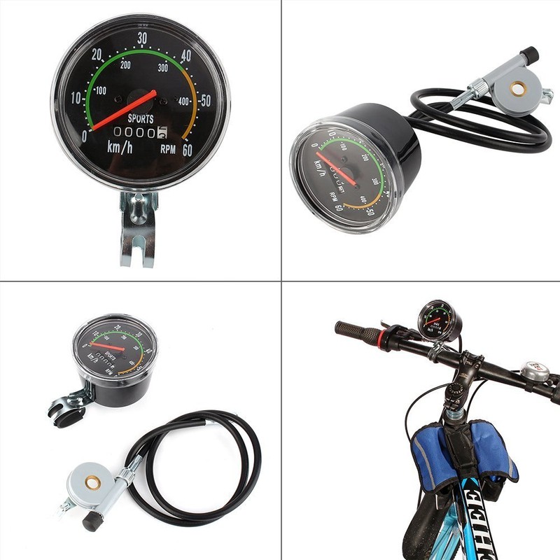 ZJchao New Resettable Analog Bike Speedometer Odometer Black Classic Style