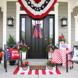 Patriotic Wreath Sash for Front Door Decorative Assorted Ribbons for Wreaths for 4th of July Memorial Day Yard Porch Decor