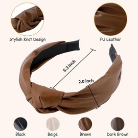 Wanciler Top Knot Headband for Women Knotted Headbands, 4Pcs Bow Hairbands Twisted Head Wrap Leather Headbands