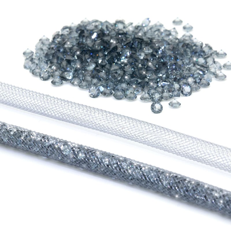 CKB LTD Grey Sparkle Lanyard Rhinestone Silver Glitter Crystal Gems