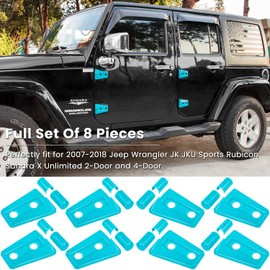 E-cowlboy Door Hinge Cover Trim Exterior Accessories for 2007-2018 Jeep Wrangler JK JKU Sport Rubicon Sahara X Unlimited 2-Door & 4-Door (Light Blue 8PCS)