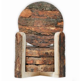 Rustic Wooden Coasters with Stand (Set of 4) - Handmade 100% Natural Wood Drink Coasters for Cups, Mugs, and Glasses - Durable, Eco-Friendly, and Stylish Tabletop Protection for Home & Office