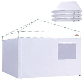 SCOCANOPY Sidewalls 12x12ft Complete Closure Sunwalls for Most 12x12 Canopy Gazebo Tent, 4 Pack SunWalls Only, (White)