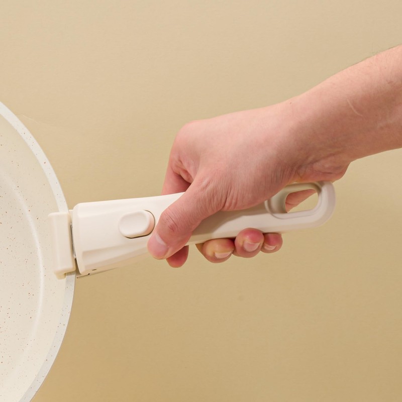 JEETEE Removable Handle Cream White, Handle for Detachable Cookware Set,