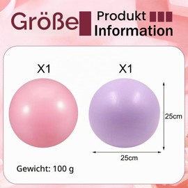 VYNZOR Pack of 2 Pilates Ball 25 cm, Soft, Non-Slip & Thickened Gymnastics Ball, Small in Pink, Purple, with Blow Tube, Pilates & Yoga Accessories for Gym, Home, Office