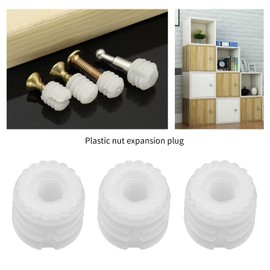 VGOL Pack of 100 M4 x 10 mm Hinge Dowels Plastic Expansion Dowels 4 mm White Hinge Dowel Inserts Accessories Replacement Part for Cabinet 8.8 x 10 mm