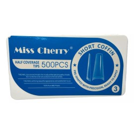 Miss Cherry Tip Coffin Corto 500 Piezas Uñas Acrilicas Resistente