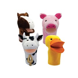 Get Ready Kids Farm Animals Puppet Set – 4 Large 12” Animal Puppets for Toddlers – Includes Pig, Duck, Cow & Horse – Soft Moveable Mouth Puppet Toys