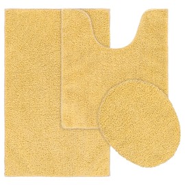 Garland Rug Queen Cotton Washable Bath Rug, 3-Piece, Soft Yellow