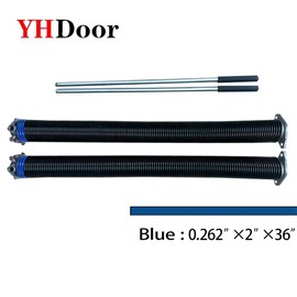 Pair of 2" Garage Door Torsion Springs with Non-Slip Winding Bars, Quality Precision Electrophoresis Black Coated, Minium Life 18,000 Cycles (.262 x 2 x 36)