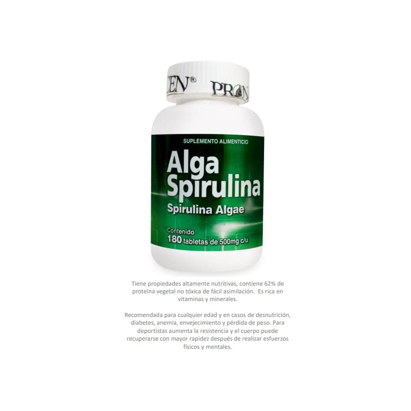 Alga Espirulina 180 tabletas de 500 mg PRONACEN