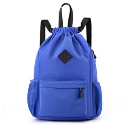 Valleycomfortable - Mochila impermeable con cordón para hombres y mujeres, bolsa de gimnasio deportiva con bolsillo lateral, Azul