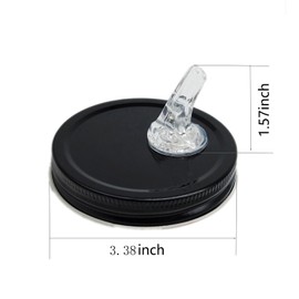 Wide Mouth Moonshine Lid,Mason Jar Pour Spout Lid for 3.38 Inch Wide Mouth Glass Jar, Rust-Proof Metal Cap and Acrylic Liquor Pouring, Dust Proof Cover, Free Flow, NO JAR,QurHapzy (Black)