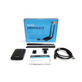【New Version Type-C WiFi USB】 ALFA AWUS036ACH Long-Range Dual-Band AC1200 Wireless Wi-Fi Adapter w/2x 5dBi External Antennas – 2.4GHz 300Mbps/5GHz 867Mbps – 802.11ac & A, B, G, N