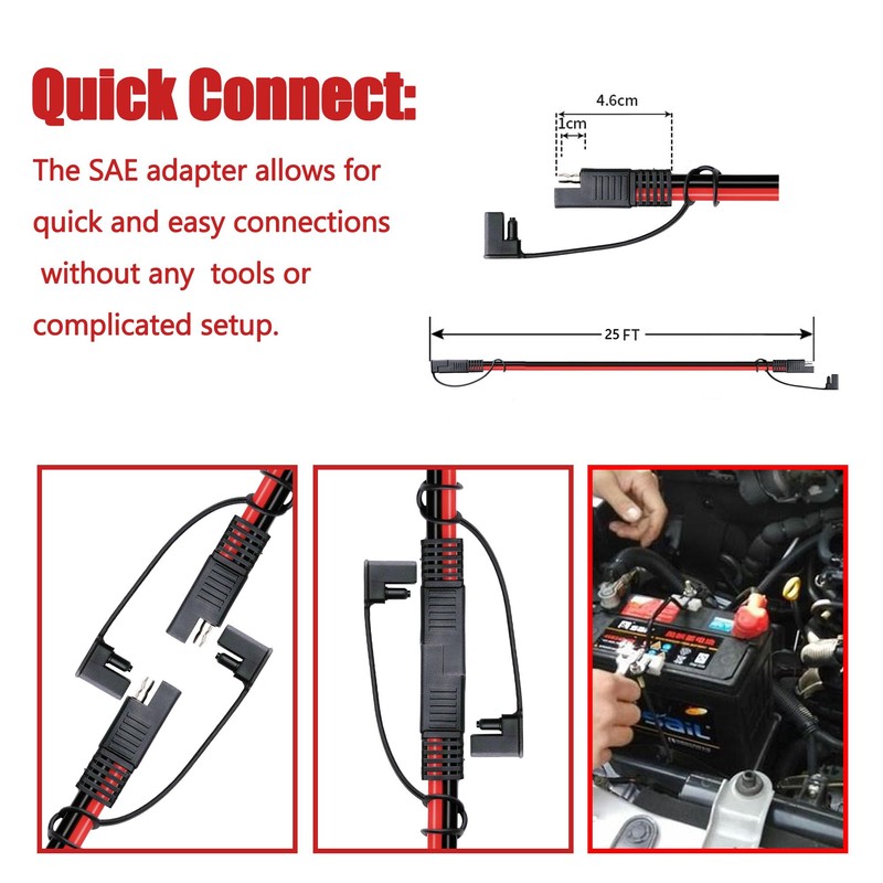 Magiktech 3/6/12/25/50 FT SAE to SAE Extension Cable 10AWG,10 Gauge