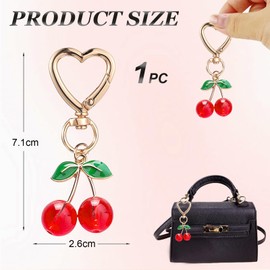 Kinretixia Cherry Keychain, Kawaii Cherry Bag Purse Pendant for Women, Cute Aesthetic Y2K Keychain, Cherry Pendant, red, L