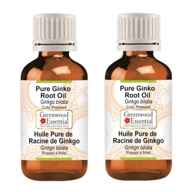 Greenwood Essential Pure Ginko Root Oil (Ginkgo biloba) Cold Pressed (Pack of Two) 100ml X 2 (6.76 oz)
