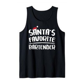 Santa's Favorite Bartender T-Shirt Bartender Christmas Shirt Tank Top