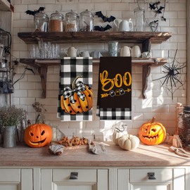 Artoid Mode Pumpkins Ghost Boo Truck - Toallas de cocina de Halloween, 18 x 26 pulgadas, toallas de mano de microfibra de secado rápido para secado de cocina, juego de 4 unidades