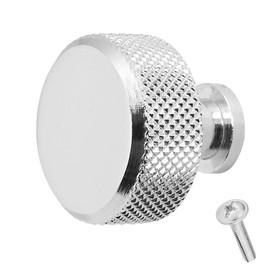 Decoranddecor Amelia Knurled 35mm Round Kitchen Cabinet Furniture Knobs Aluminium Polished Chrome