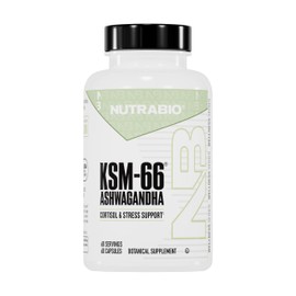 NutraBio Ashwagandha KSM-66 | Ashwagandha Herbal Supplement for Stress, Mood, & Performance | 600 MG of Clinically Studied KSM66 60 Capsules